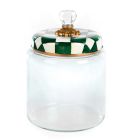 image shows MacKenzie-Childs Emerald Check 96oz Large Kitchen Canister against a blank, white background Image