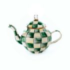 image shows MacKenzie-Childs Emerald Check 4-Cup Teapot against a blank, white background Image