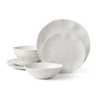 image shows Oneida Terrazzo Melamine 12-Piece Dinnerware Set | Cream against a blank, white background Image
