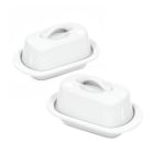 image shows Chantal 5" Mini Butter Dish (Set of 2) | White  against a blank, white background Image