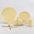 Everything Kitchens Modern Colorful Neutrals - Rippled 16-Piece Dinnerware Set - Glazed | Butter Yellow