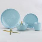 Everything Kitchens Modern Colorful Neutrals - Rippled 16-Piece Dinnerware Set - Glazed | Blue