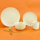 Everything Kitchens Modern Colorful Neutrals - Rippled 16-Piece Dinnerware Set - Matte | Beige