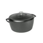 Lodge Blacklock Triple Seasoned 5.5 Qt. Cast Iron Dutch Oven against a white background shot from the side Image