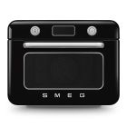 image shows SMEG 50's Retro Style Aesthetic Countertop Air Fry Oven With Steam | Black against a blank, white background Image