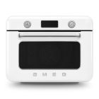 image shows SMEG 50's Retro Style Aesthetic Countertop Air Fry Oven With Steam | White against a blank, white background Image
