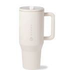 HydroJug Traveler 32oz Leakproof Tumbler (Cream) against a white background shot from the side from the front Image