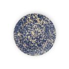 image shows Crow Canyon 8" Salad Plate | Navy & Cream Splatter  against a blank, white background Image