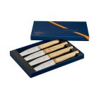 image shows Opinel Facette Steak Knife Set | Olive Wood package against a blank, white background   Image