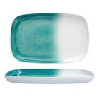image shows Fortessa La Cote Outdoor Melamine 14" x 9" Rectangular Platter (Amalfi) against a blank, white background Image