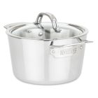 image shows Viking Contemporary 3-Ply Stainless Steel Soup Pot | 3.4 Quart against a blank, white background Image