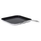 image shows Viking Contemporary Stainless Steel 11" Quantianum Nonstick Grill Pan against a blank, white background Image