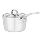 image shows Viking Contemporary 3-Ply Stainless Steel Sauce Pan with Glass Lid | 3.4 Quart against a blank, white background Image