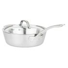  image shows Viking Contemporary 3-Ply Stainless Steel Saut&eacute; Pan With Glass Lid | 3.6 Quart against a blank, white background Image