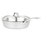  image shows Viking Contemporary 3-Ply Stainless Steel Saut&eacute; Pan With Glass Lid | 4.8 Quart against a blank, white background Image
