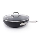 image shows All-Clad HA1 Expert Hard Anodized Nonstick 12" Chef's Pan with Lid against a blank, white background Image