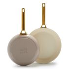 image shows GreenPan Reserve 10" & 12" Fry Pan Set | Taupe  against a blank, white background Image