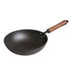 image shows Joyce Chen Classic Series 9.5" Carbon Steel Preseasoned Stir Fry Pan against a blank, white background Image