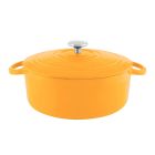 image shows Chantal 7Qt. Round Cast Iron Dutch Oven | Marigold against a blank, white background   Image