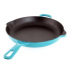 image shows Chantal 10" Round Cast-Iron Fry Pan | Sea Blue against a blank, white background Image
