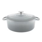 image shows Chantal 7Qt. Round Cast Iron Dutch Oven | Fade Grey  against a blank, white background Image