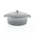 image shows Chantal 3Qt. Round Cast Iron Dutch Oven | Fade Grey against a blank, white background Image
