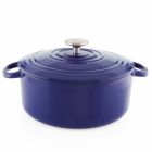 image shows Chantal 5Qt. Round Cast Iron Dutch Oven | Cobalt Blue against a blank, white background Image