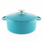 image shows Chantal 5Qt. Round Cast Iron Dutch Oven | Sea Blue  against a blank, white background Image