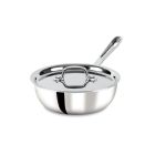 image shows All-Clad D3 Stainless Steel 3-Ply Bonded Saucier with Lid | 2 Quart against a blank, white background Image