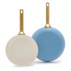 image shows GreenPan Reserve 10" & 12" Fry Pan Set | Sky Blue against a blank, white background Image