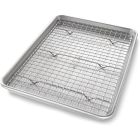 image shows USA Pan Nonstick Jelly Roll Baking Sheet & Cooling Rack Set  against a blank, white background Image