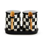  image shows MacKenzie-Childs Courtly Check 26oz Farmhouse Canister with Spoon | Set of 2 against a blank, white background Image