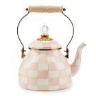 image shows MacKenzie-Childs Rosy Check 2 Qt. Tea Kettle  against a blank, white background Image
