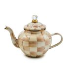image shows MacKenzie-Childs Mocha Check 4-Cup Teapot against a blank, white background Image