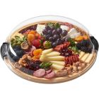 image shows Farberware Build-A-Board 1-Comparent 14" Round Travel Charcuterie Board | Bamboo  against a blank, white background Image