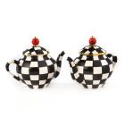image shows MacKenzie-Childs Courtly Check Teapot Salt & Pepper Set against a blank, white background Image