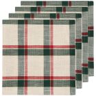 image shows Now Designs by Danica Christmas Napkins (Set of 4) | Noel Plaid  against a blank, white background Image