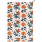 image shows Danica Heirloom Block Print Dishtowel | Marigold  against a blank, white background Image