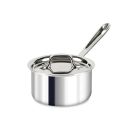 image shows All-Clad D3 Stainless Steel Sauce Pan with Lid | 1.5 Quart against a blank, white background Image