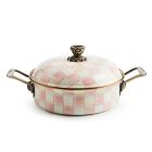 image shows MacKenzie-Childs Rosy Check 3 Qt. Casserole  against a blank, white background Image