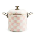 image shows MacKenzie-Childs Rosy Check 7 Qt. Stockpot against a blank, white background Image