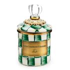image shows MacKenzie-Childs Emerald Check 14oz Mini Canister  against a blank, white background
 Image