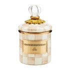 image shows MacKenzie-Childs Mocha Check 14oz Mini Canister against a blank, white background Image