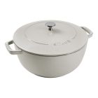 image shows Staub Cast Iron 5.25 Qt. Essential French Oven | White Truffle against a blank, white background Image