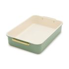  image shows GreenPan Reserve Healthy Ceramic Nonstick Bakeware Rectangular Cake Pan | Sage against a blank, white background Image