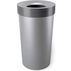 image shows Umbra Vento Trash Can | Grey-Nickel  against a blank, white background Image