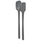  image shows Tovolo Flex-Core&reg; All Silicone Mini Spatula & Spoonula (Set of 2) | Charcoal against a blank, white background
 Image