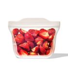  image shows OXO Good Grips 12oz Stand-Up Snack Silicone Reusable Bag | Oat against a blank, white background Image