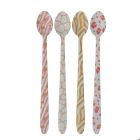 image shows Hazel Mazel 8" Enameled Stainless Steel Cocktail Spoons (Set of 4) | Animal Print against a blank, white background Image
