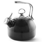 image shows Chantal 1.8Qt. Enamel-on-Steel Classic Tea Kettle | Black against a blank, white background Image